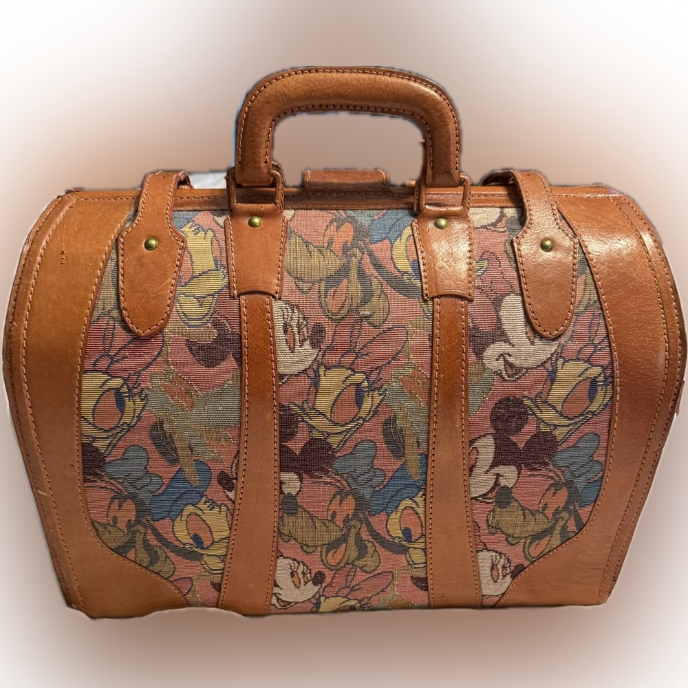 Disney Mickey Mouse Leather Trim Duffel Bag - Picture 2 of 14